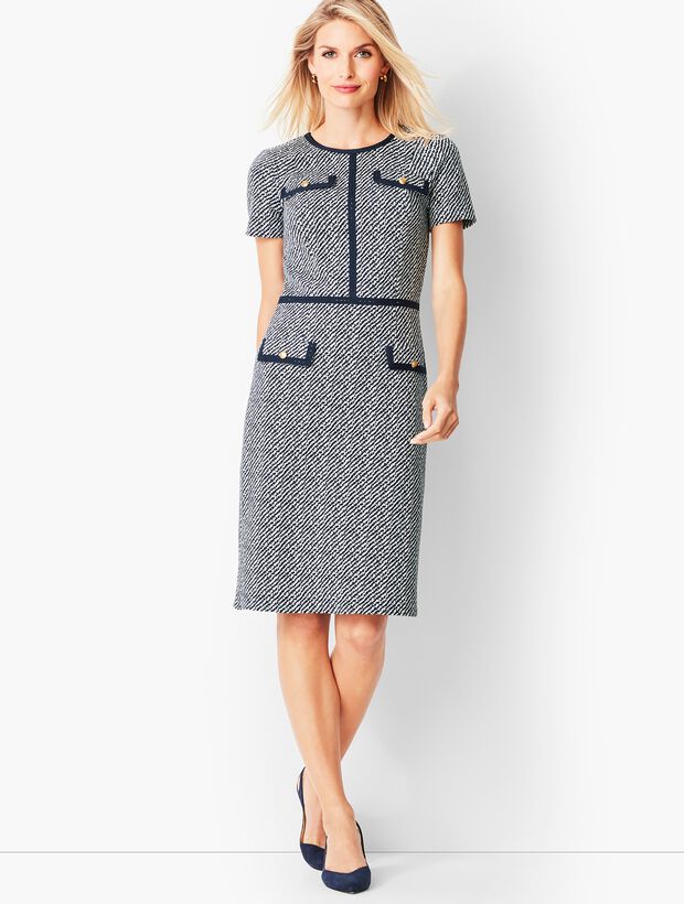 Textured Stripe Ponte Sheath Dress