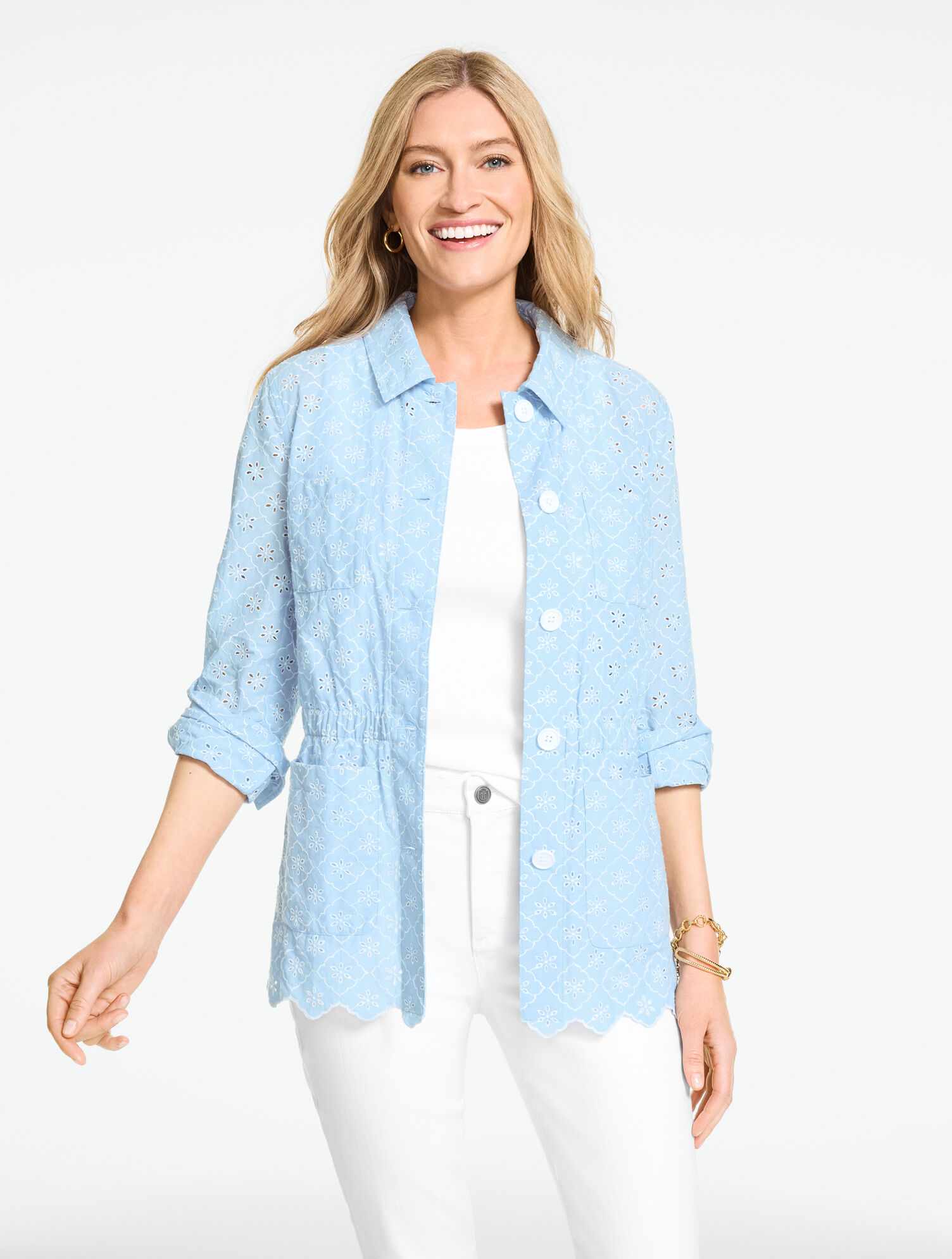 Summer Tile Eyelet Utility Jacket