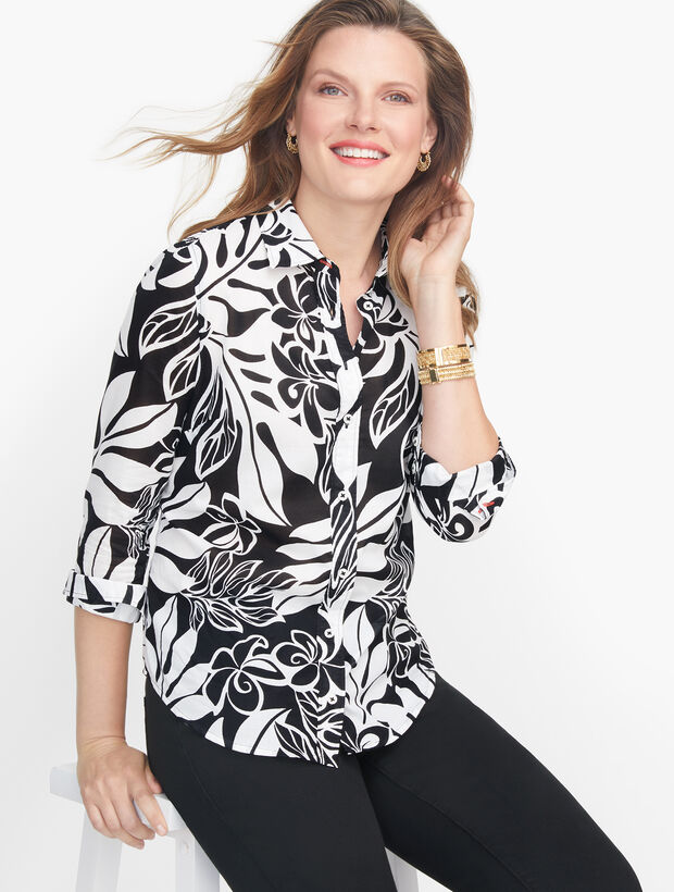 Classic Cotton Shirt - Abstract Hibiscus