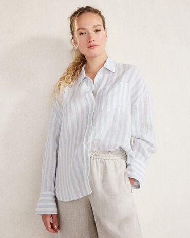 Linen Striped Boxy Shirt