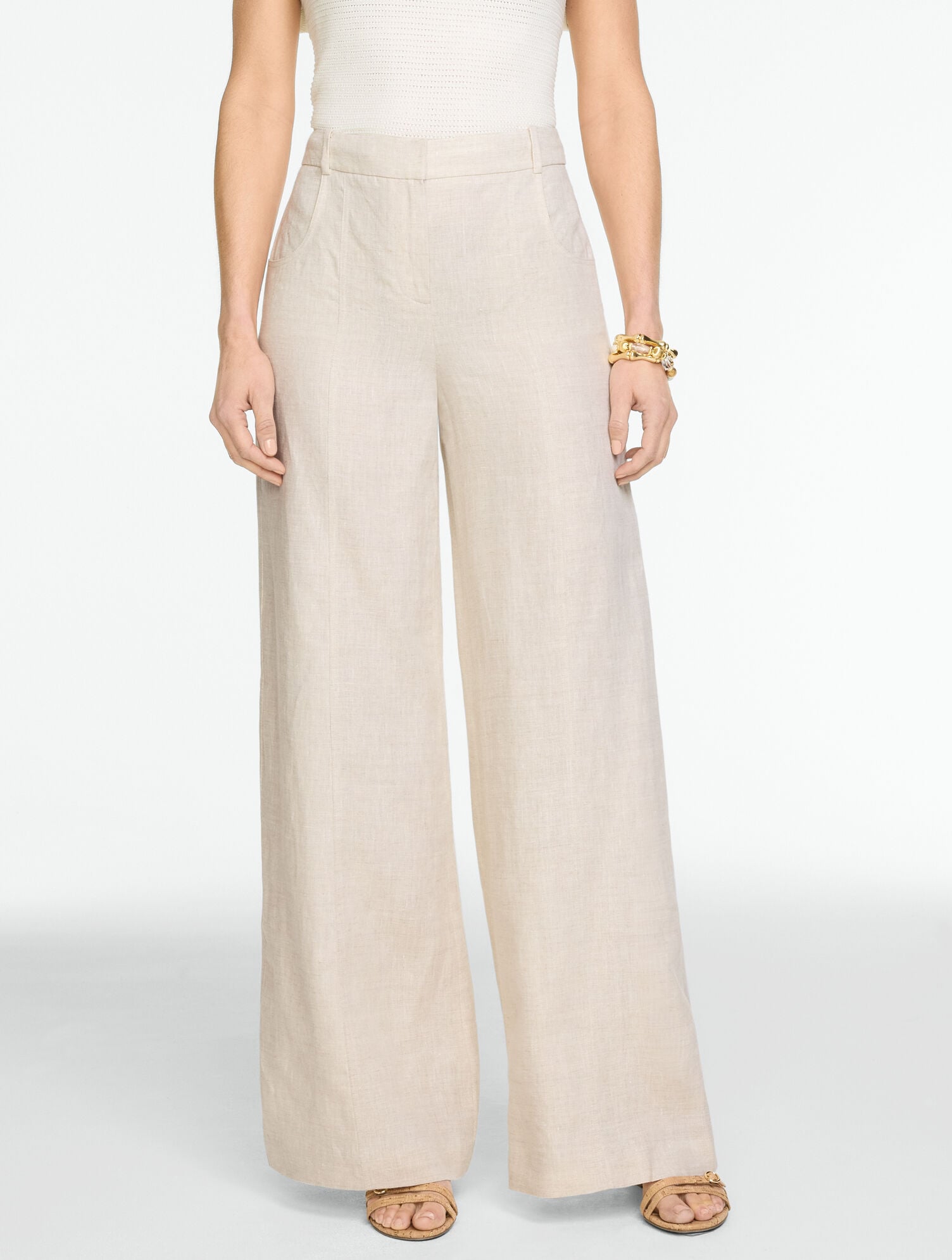 Classic Linen Wide Leg Trousers
