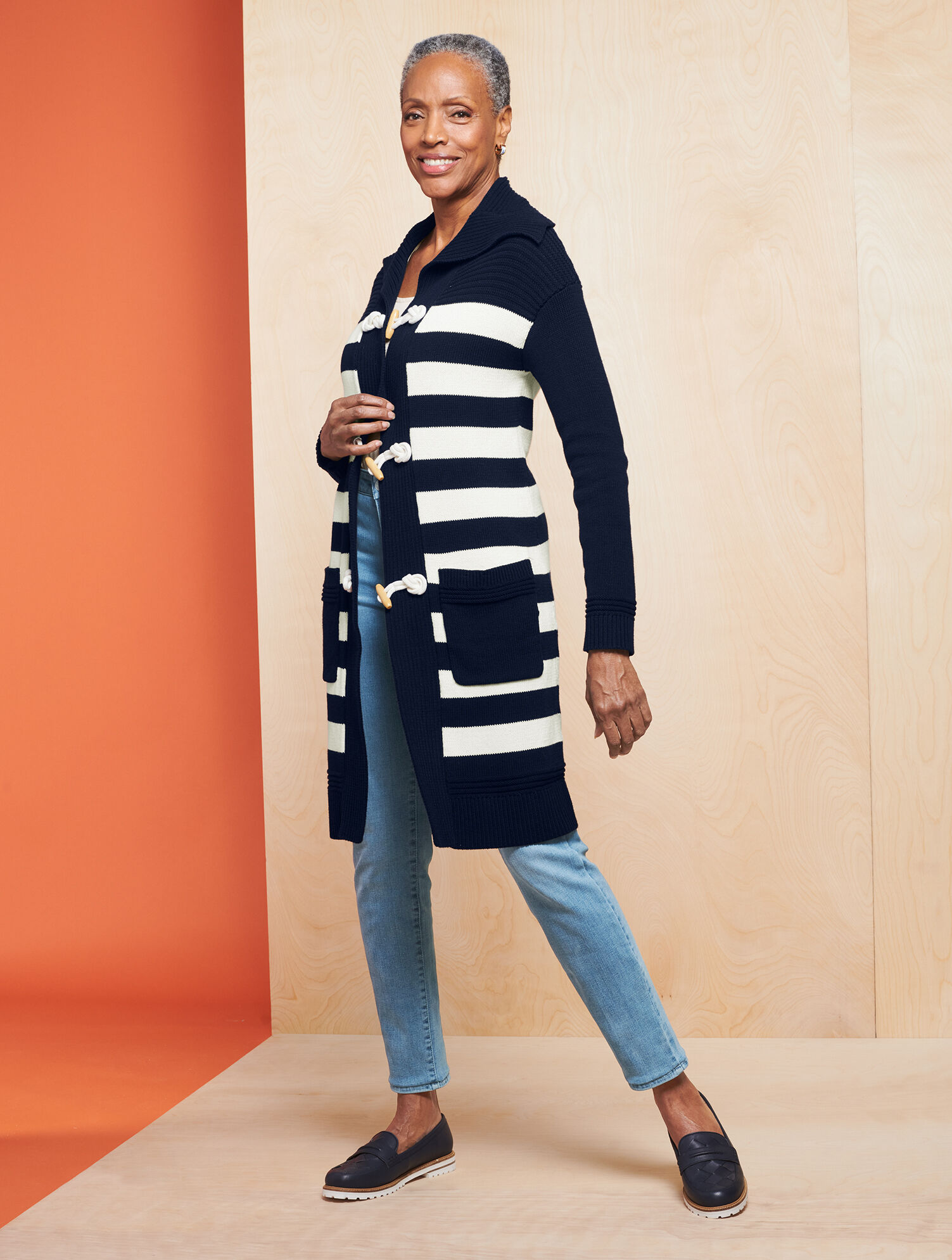 Stripe Cable Knit Coatigan | Talbots