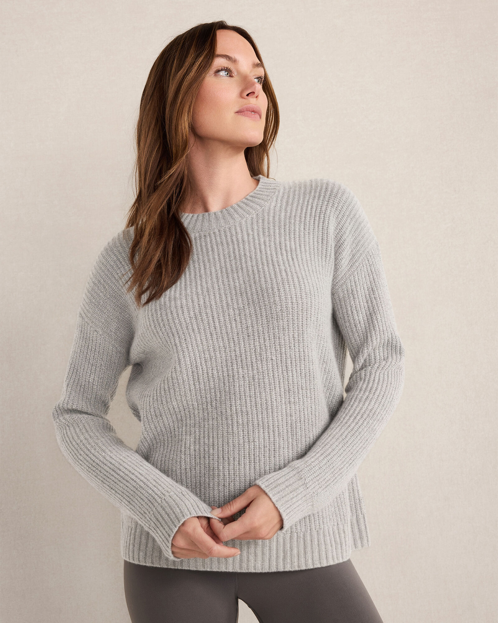 Cashmere Shaker Stitch Crewneck Sweater