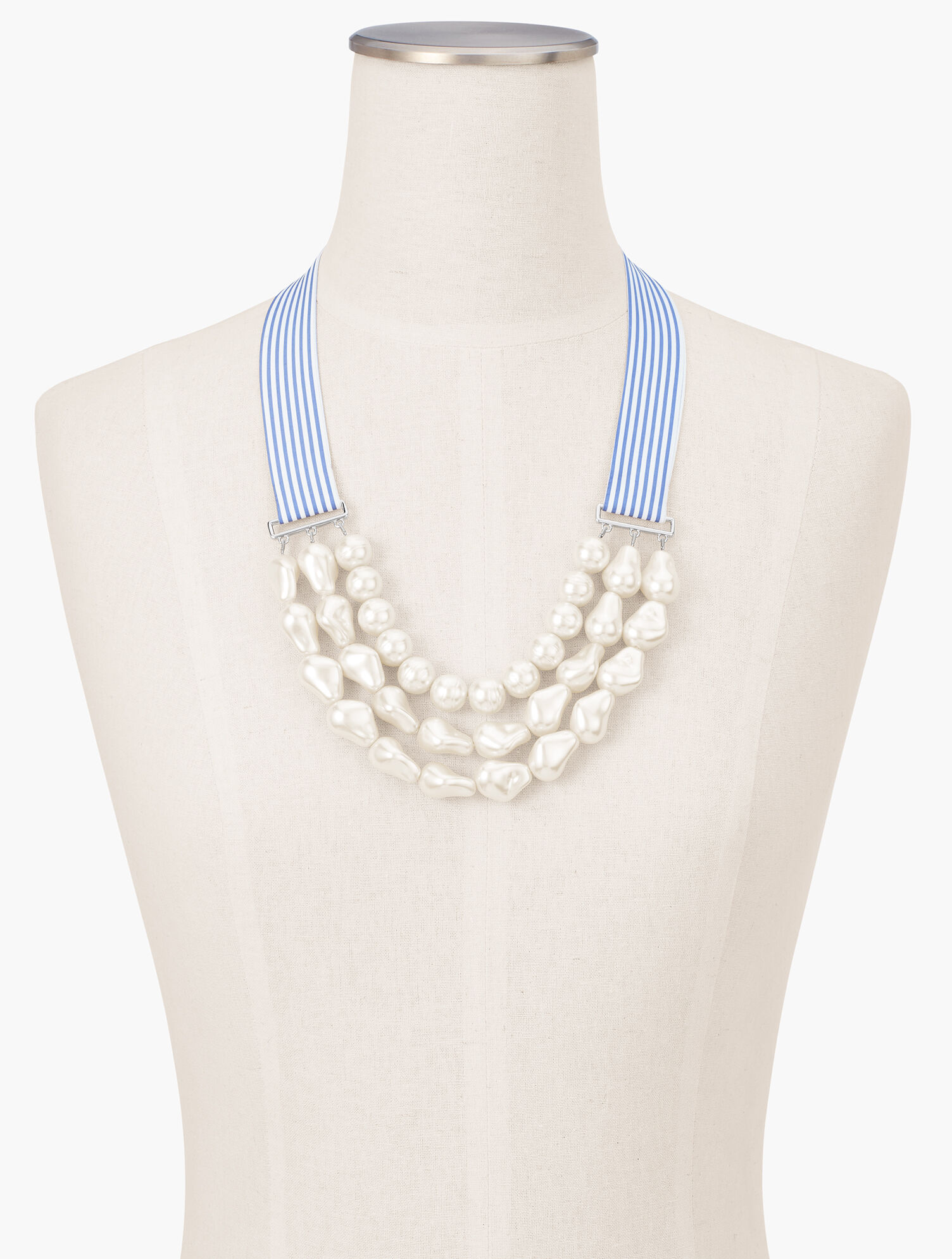 Triple Strand Stripe Ribbon Necklace