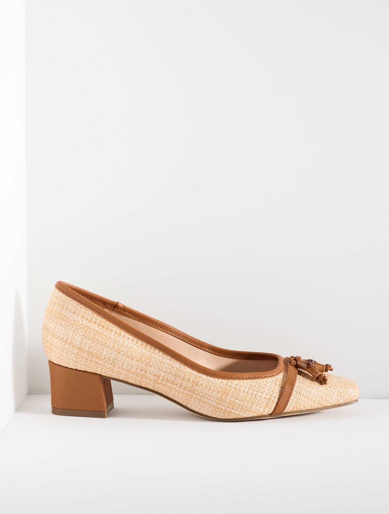 Sienna Bamboo Raffia Block Heel Pumps