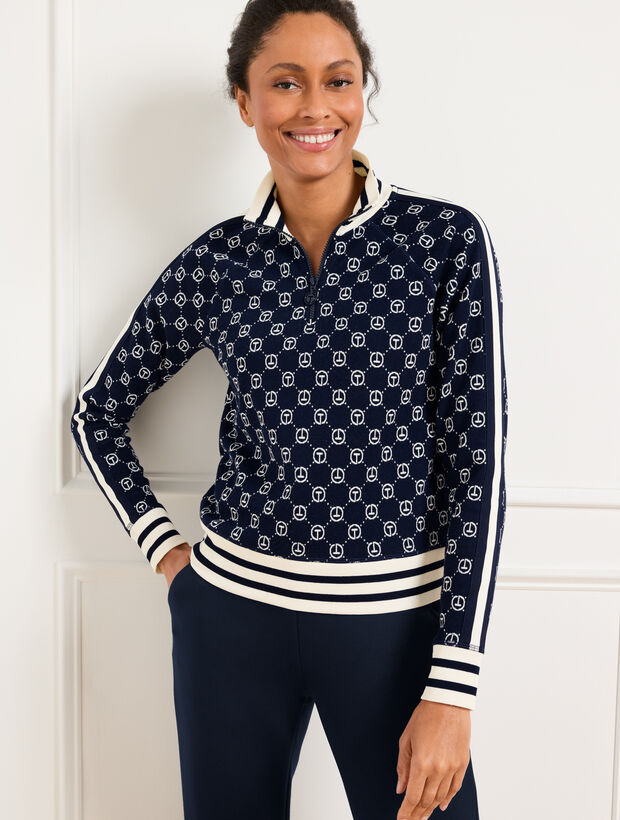 Logo Jacquard Half-Zip Pullover