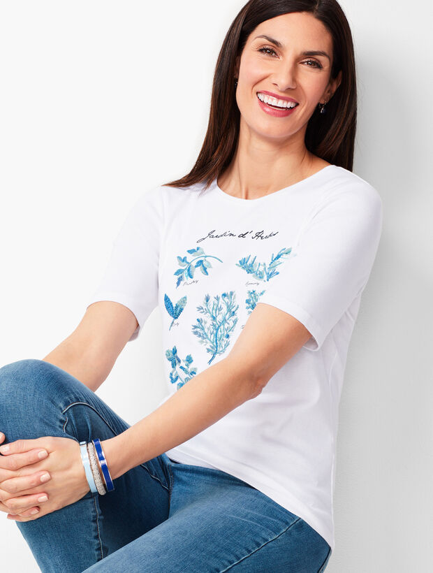 Embroidered Herb Motif Tee
