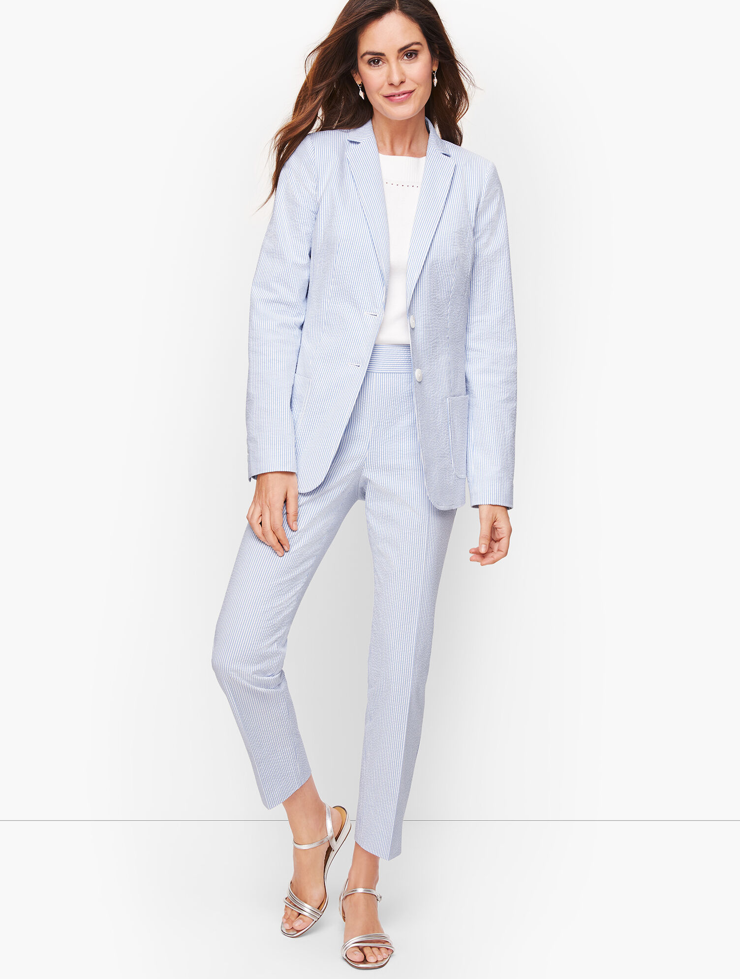 Seersucker Two Button Blazer