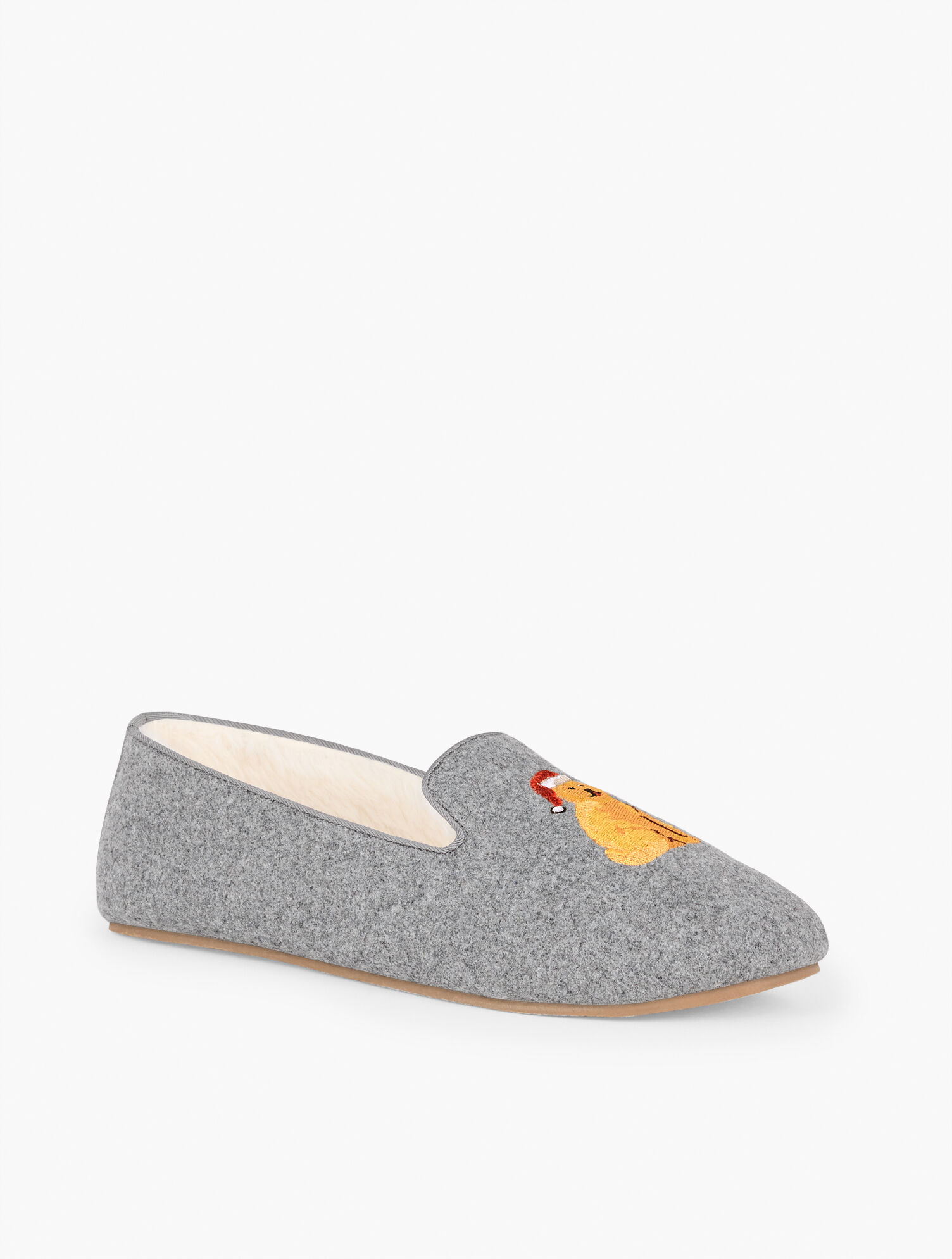 Fireside Embroidered Slippers - Golden Retriever