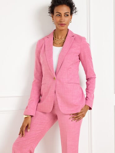 Single Button Twill Blazer
