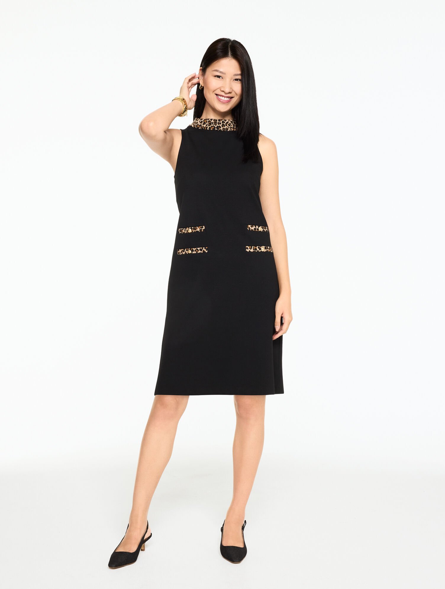 Luxe Ponte Shift Dress - Leopard Print