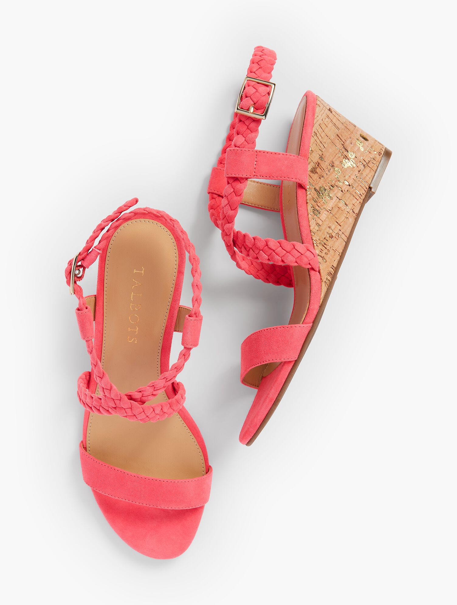 Royce Braided Suede Cork-Wedge Sandals