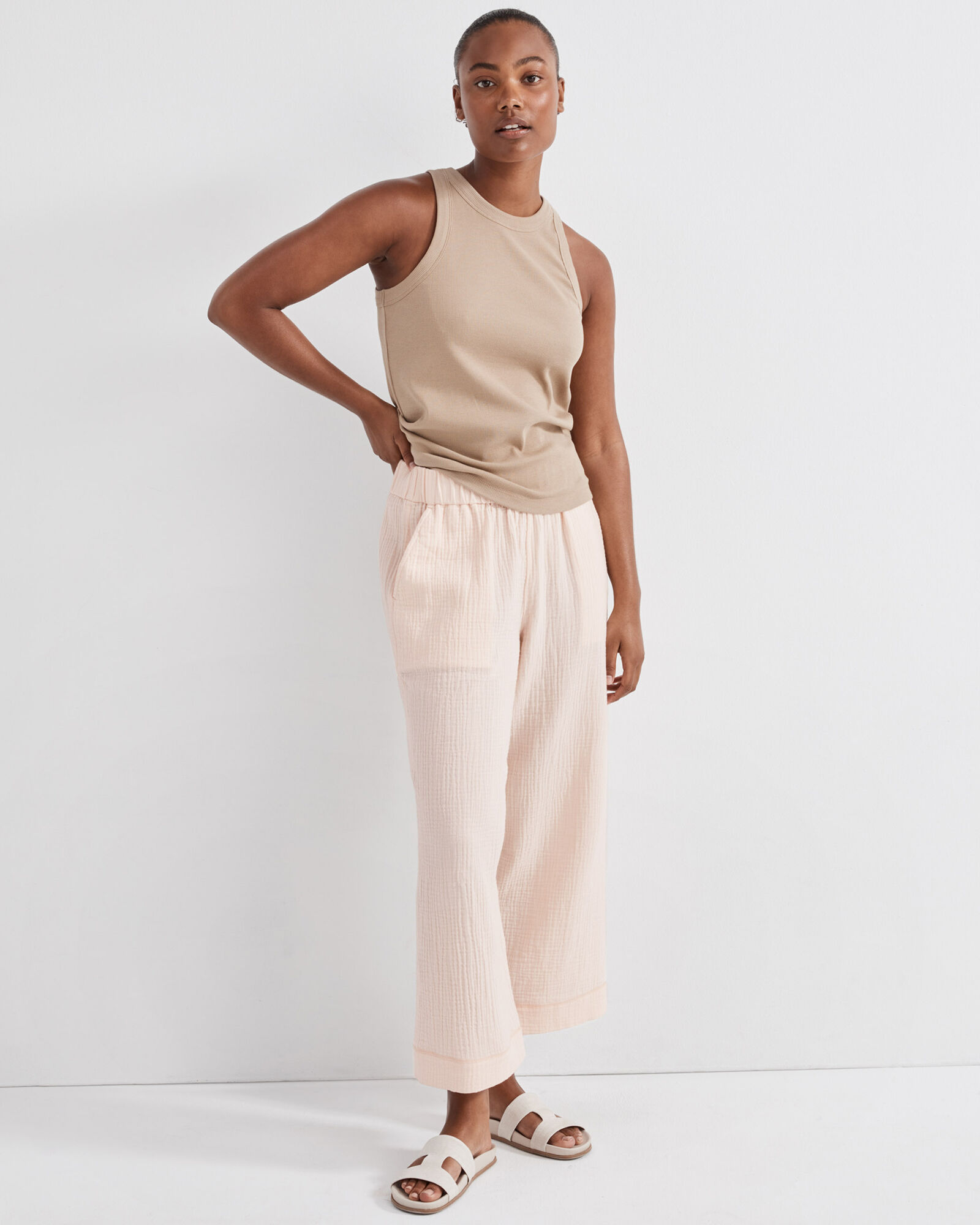 Organic Cotton Gauze Wide Leg Pants | Haven Well Within display picture 1