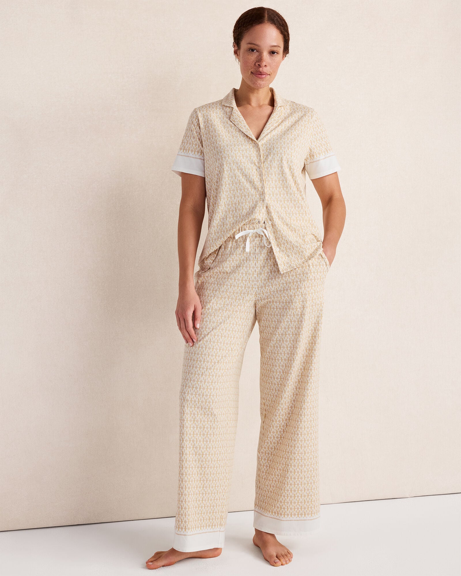 Organic Cotton Jersey Ikat Foulard Pajama Top