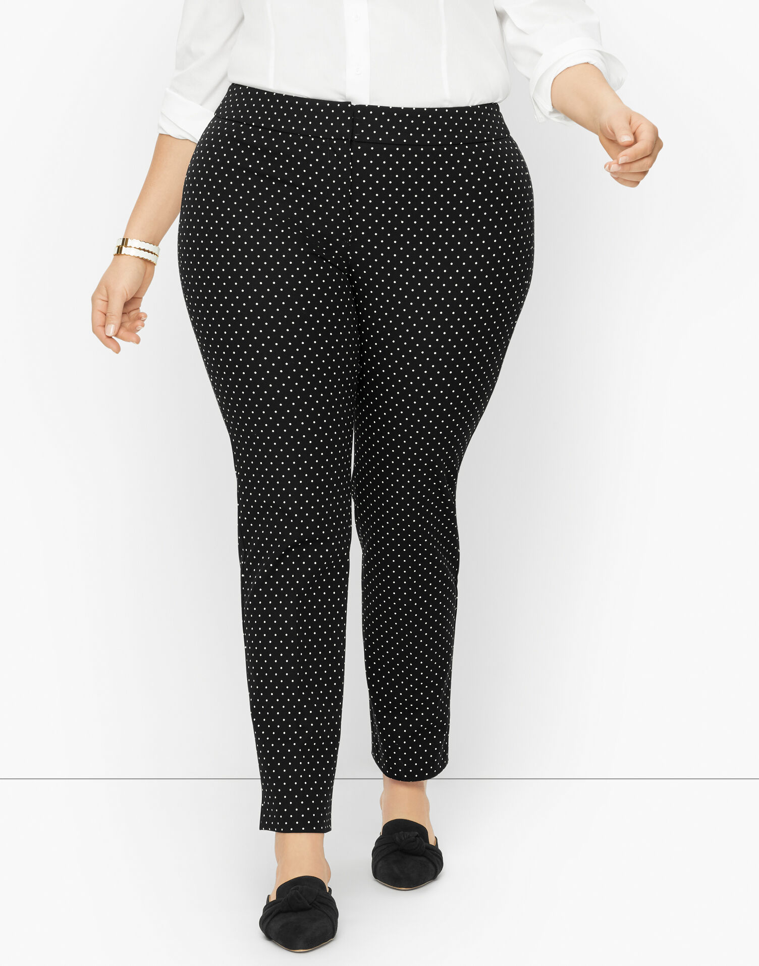 Plus Size Exclusive Talbots Chatham Fly Front Ankle Pants - Fresh Dot