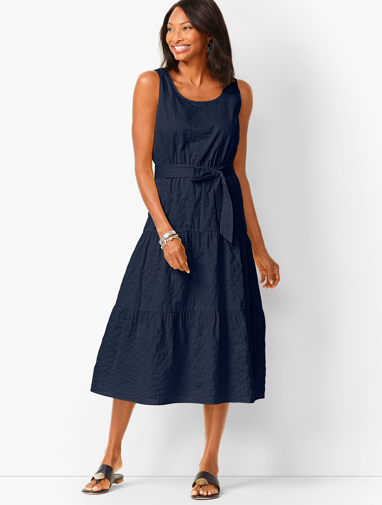 Tonal Stripe Tiered Maxi Dress