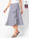 Gingham Tie-Front Midi Skirt