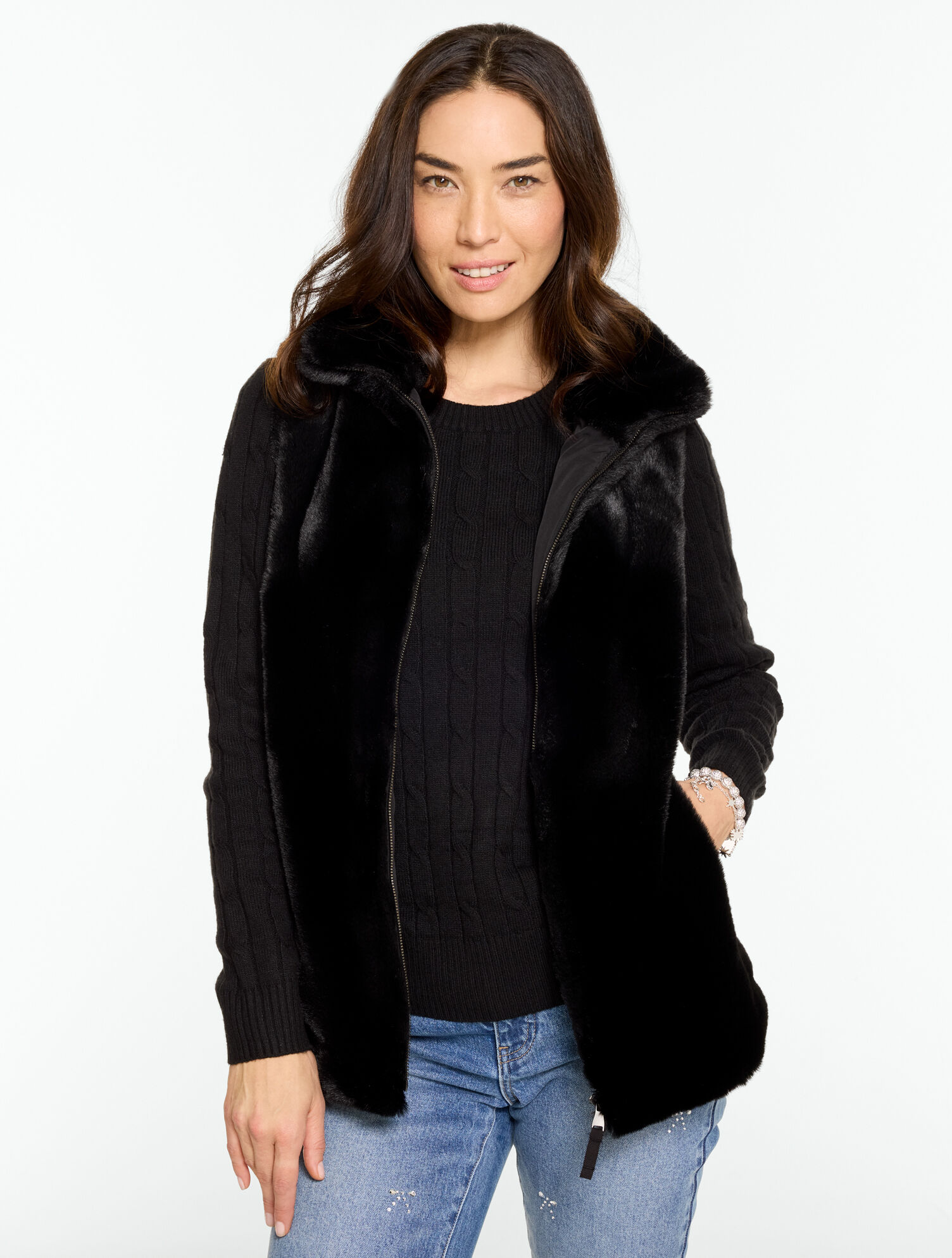 Knit Faux Fur Vest