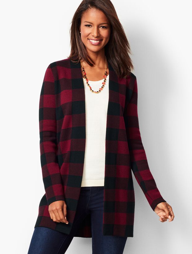 Ubuy Womens Buffalo Plaid Cardigan Red Plaid Duster Women Open