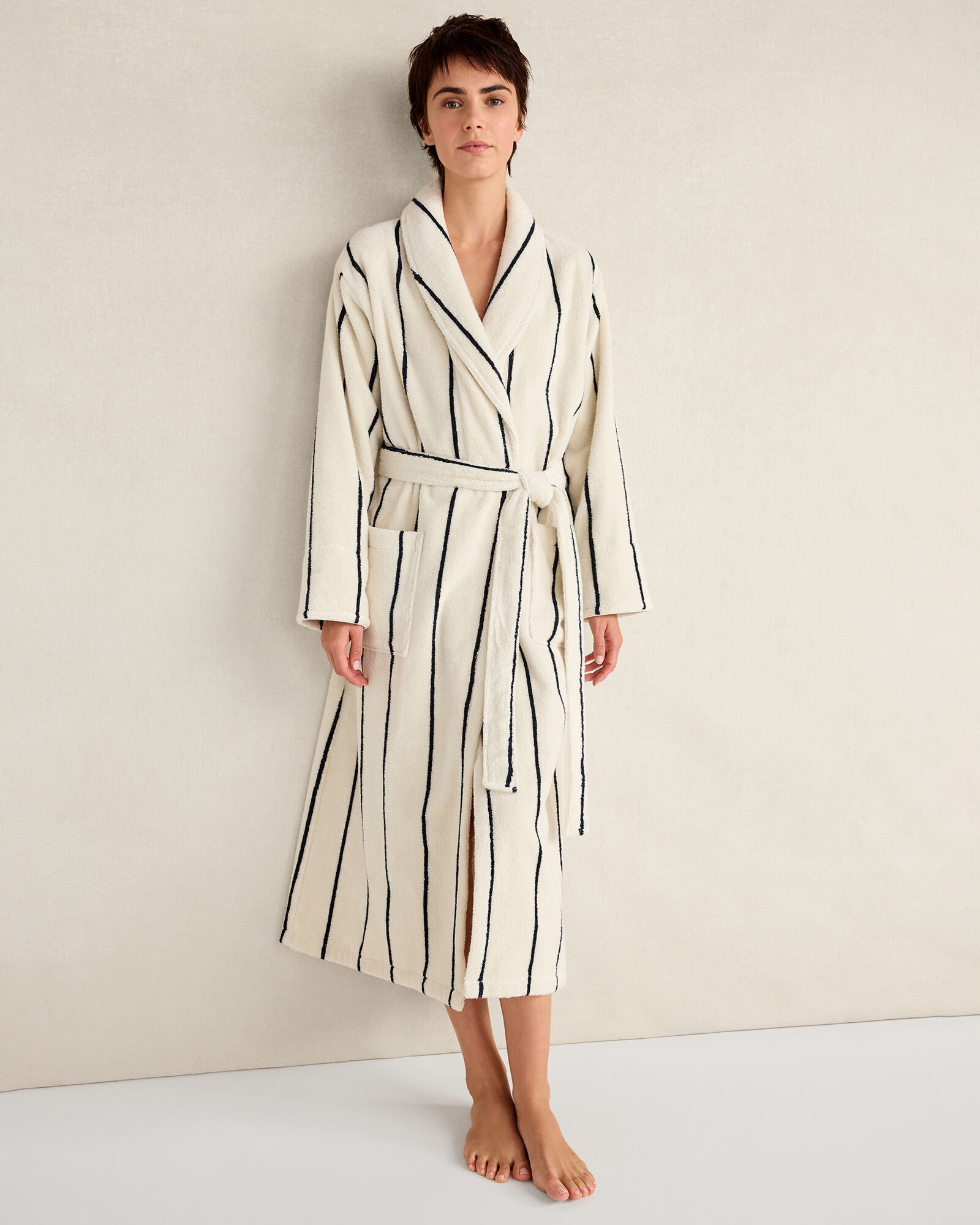 Plush Terry Striped Robe + Tote Set