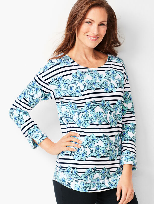 Floral &amp; Stripe Terry Top