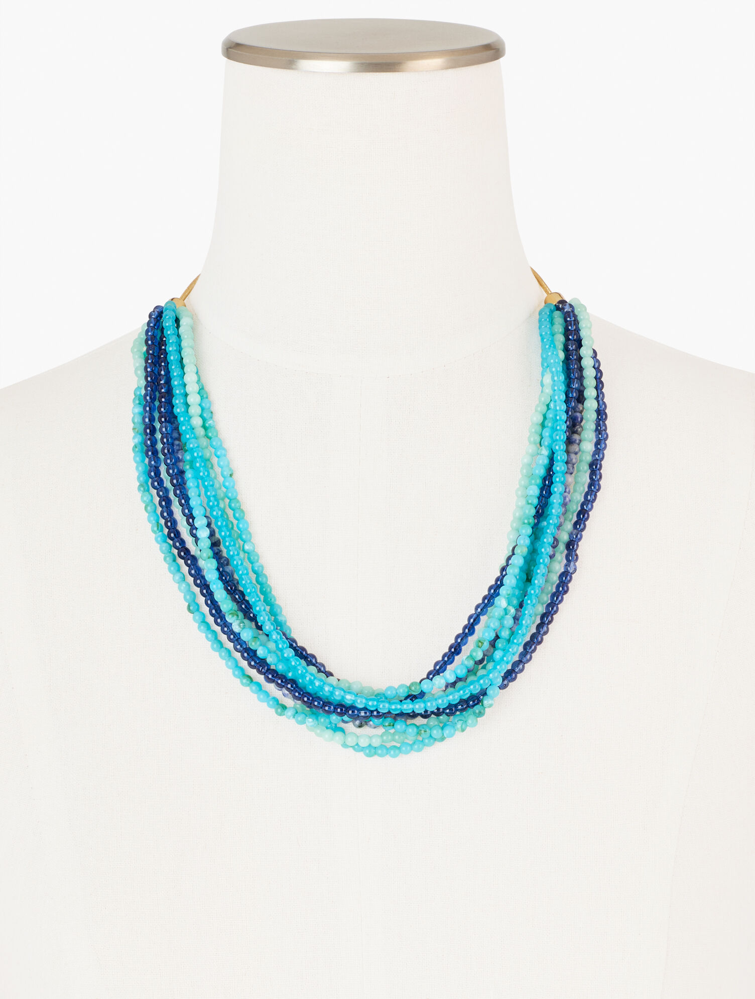 Tonal Beads Pull-Tie Necklace