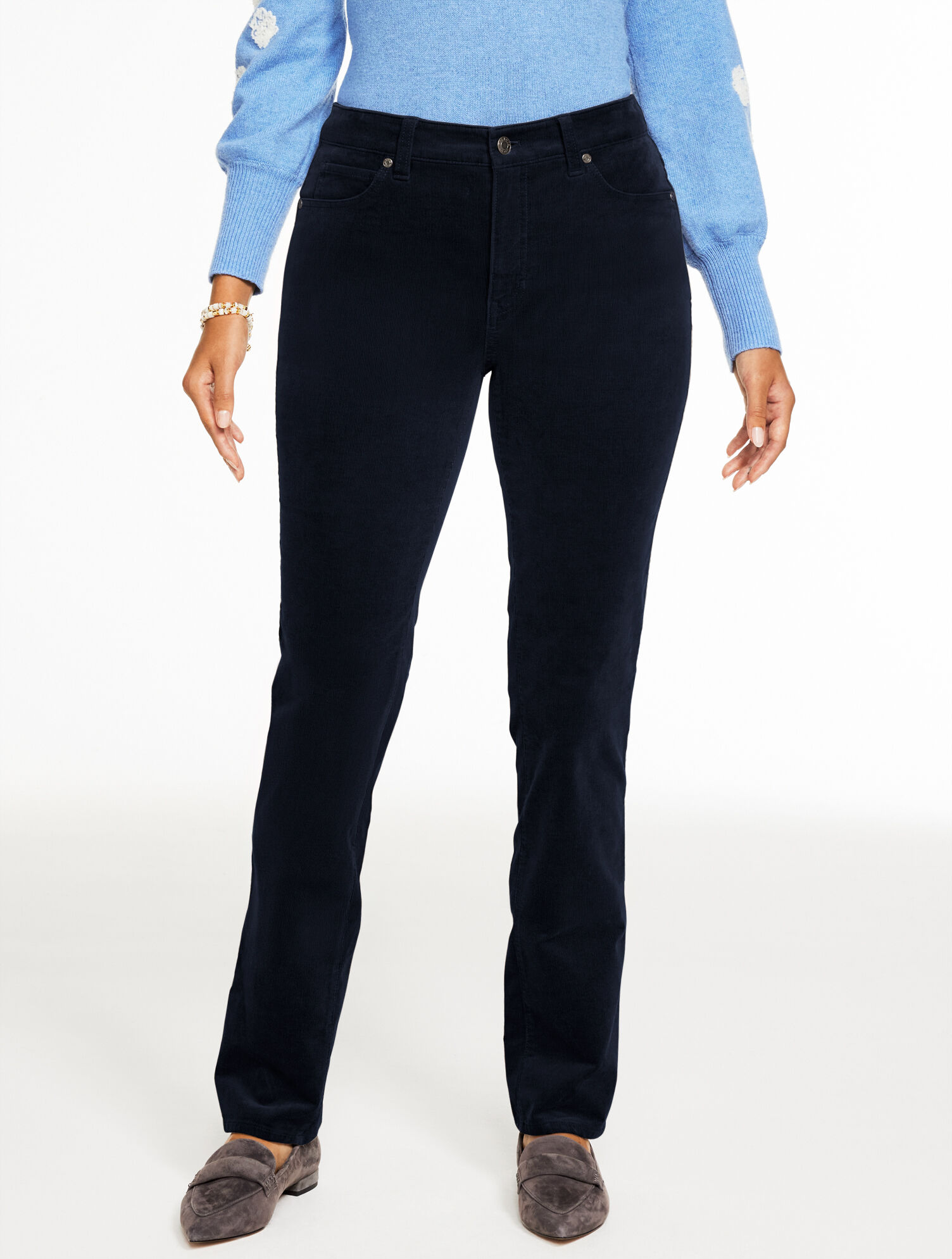 Straight Leg Stretch Corduroy Pants - Curvy Fit