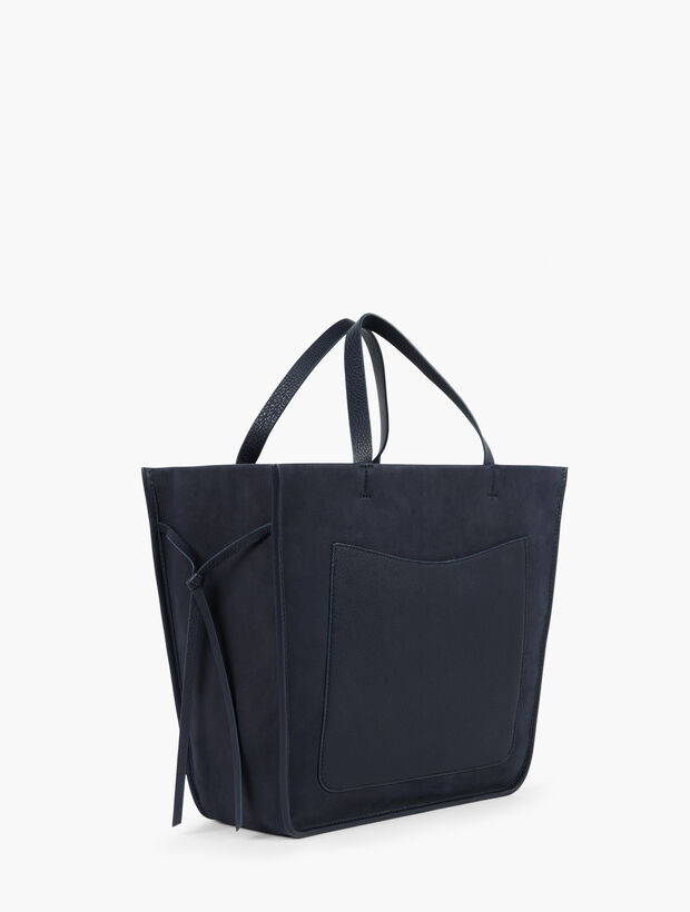 Double Handle Suede Tote With Leather