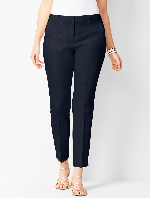 Linen Slim Ankle Pants - Curvy Fit - Solid