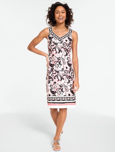 talbots dresses cocktail Sheer Stripe Fit & Flare Dress