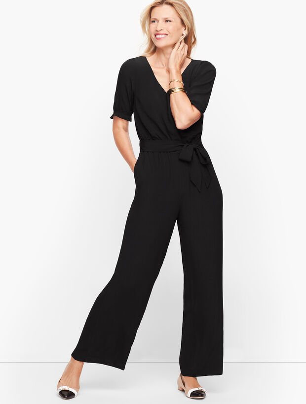 V-Neck Jumpsuit - Solid