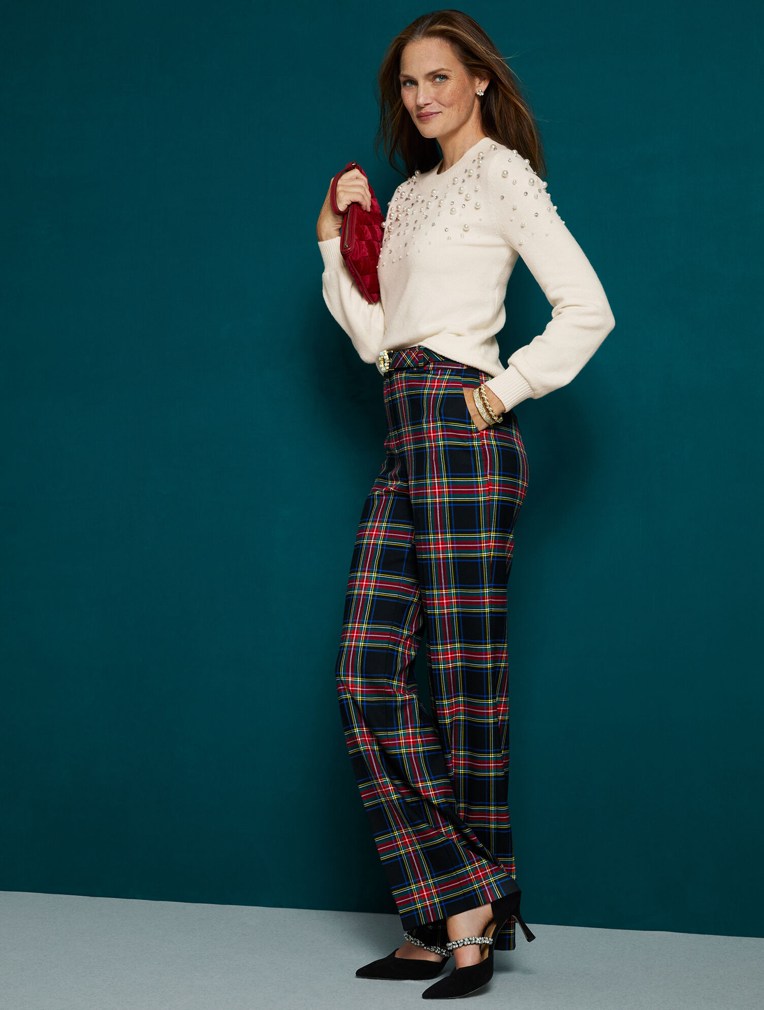 plaid christmas dress pants Wide Leg - Celebrating **AI Disclosure