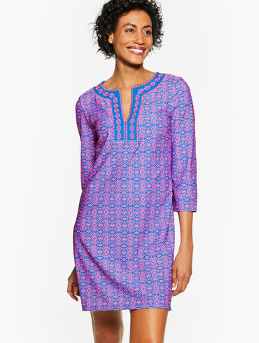 Cabana Life&reg; Crystal Cove Embroidered Cover-Up Tunic - Block Geo