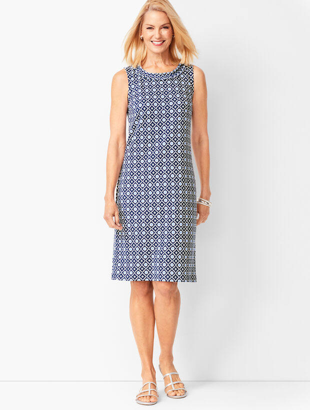 Cotton-Knit Shift Dress - Floral