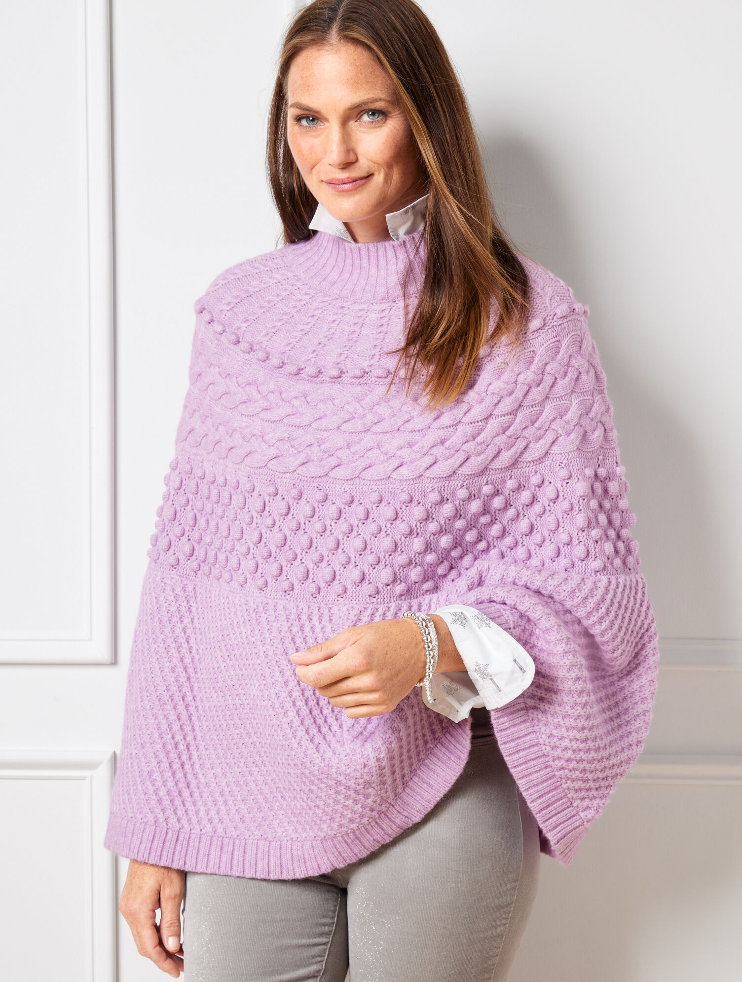 Chunky Cable Knit Poncho