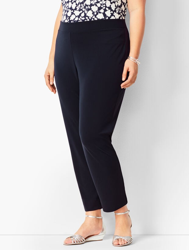 Plus Size Knit Jersey Tapered Ankle Pants