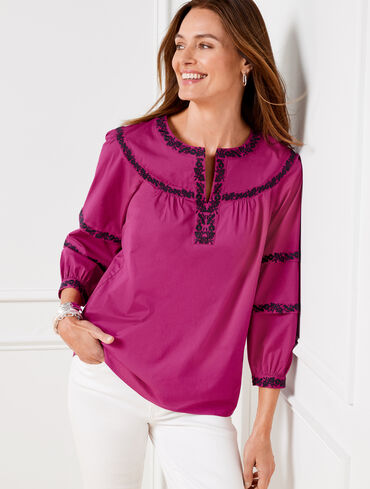 Embroidered Poplin Top