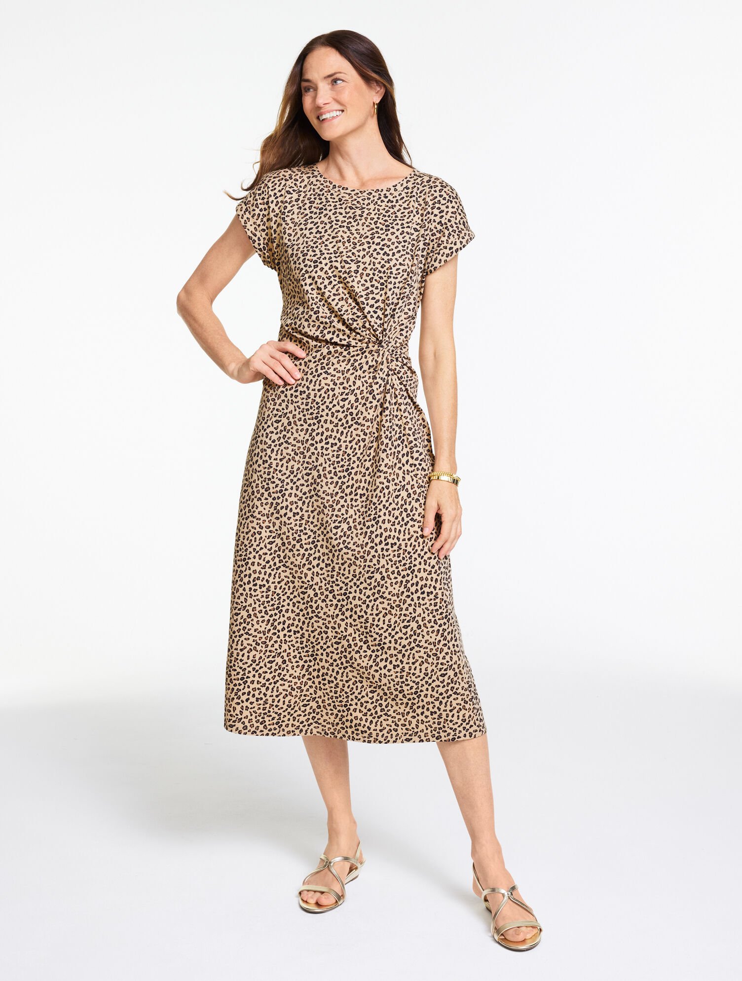 Ruched Jersey Dress - Tricolor Cheetah