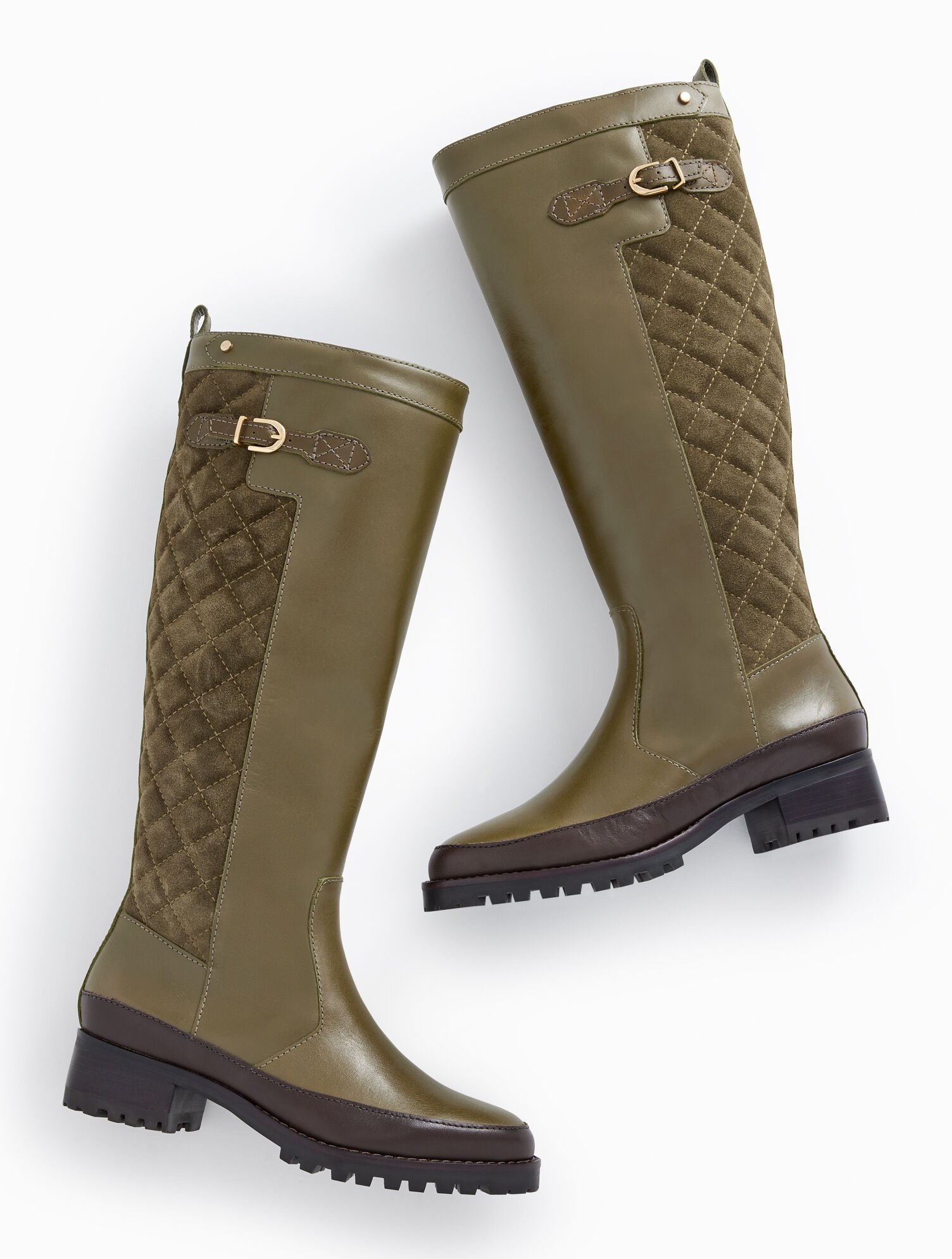 Leather Boots Riding Boots Extended Calf Tish Strap Riding Boots