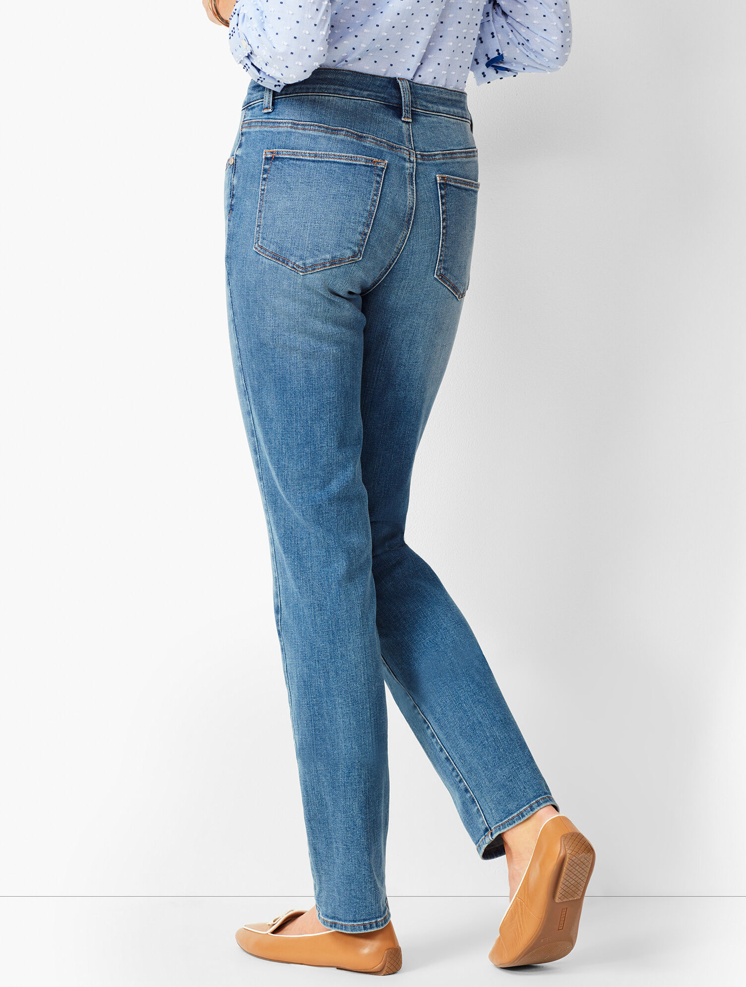High-Waist Straight-Leg Jeans - Aurora Wash