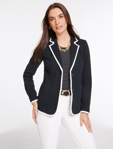 Pique Knit Blazer - Piped