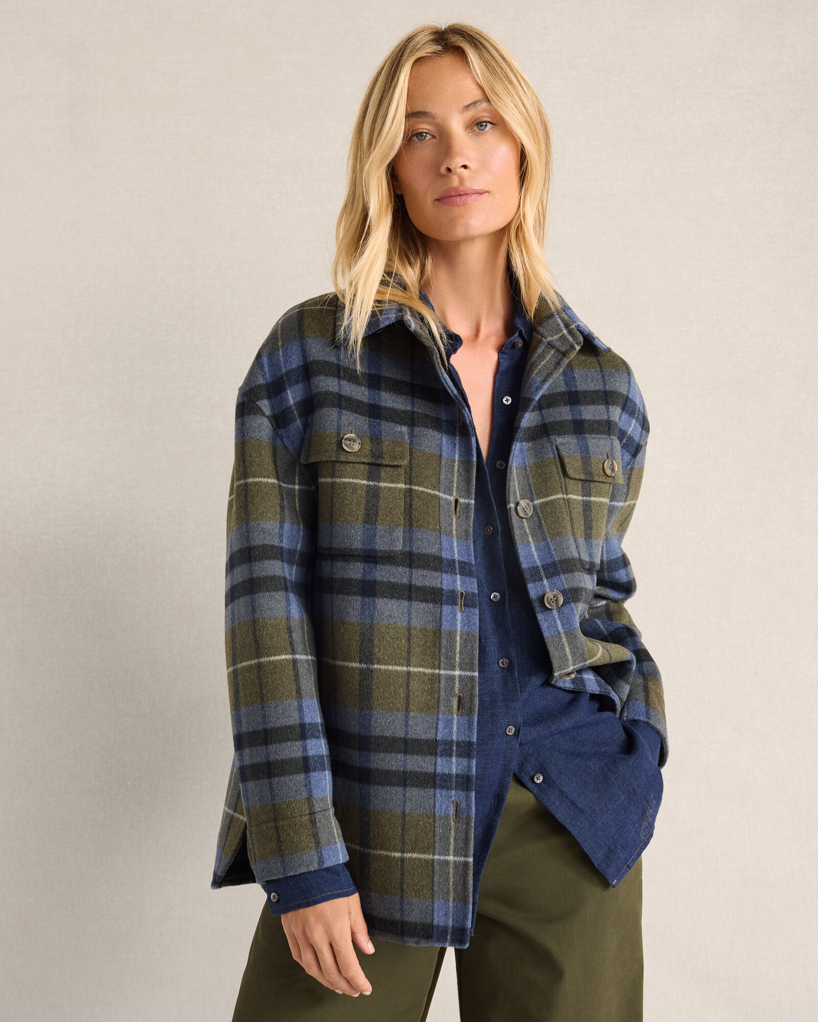 Wool Blend Plaid Shacket