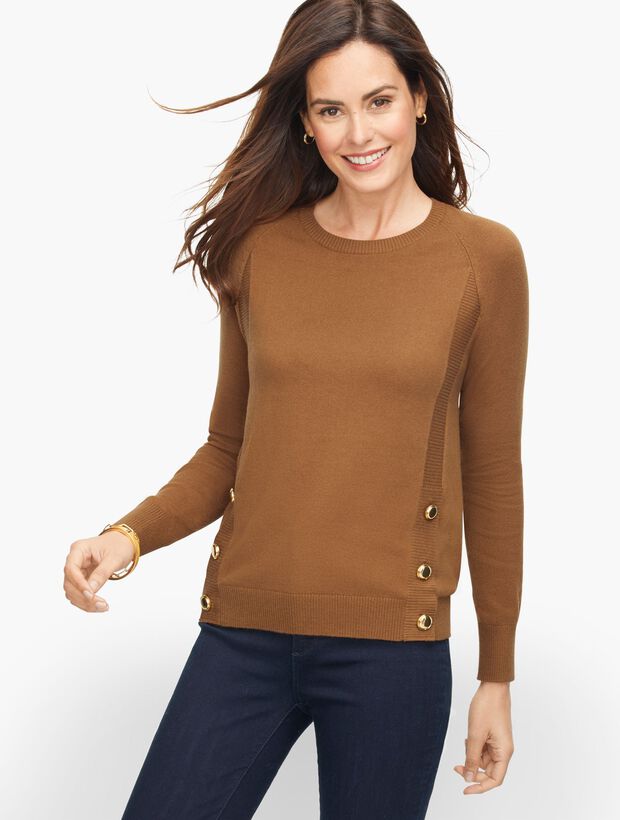 Side Button Crewneck Sweater