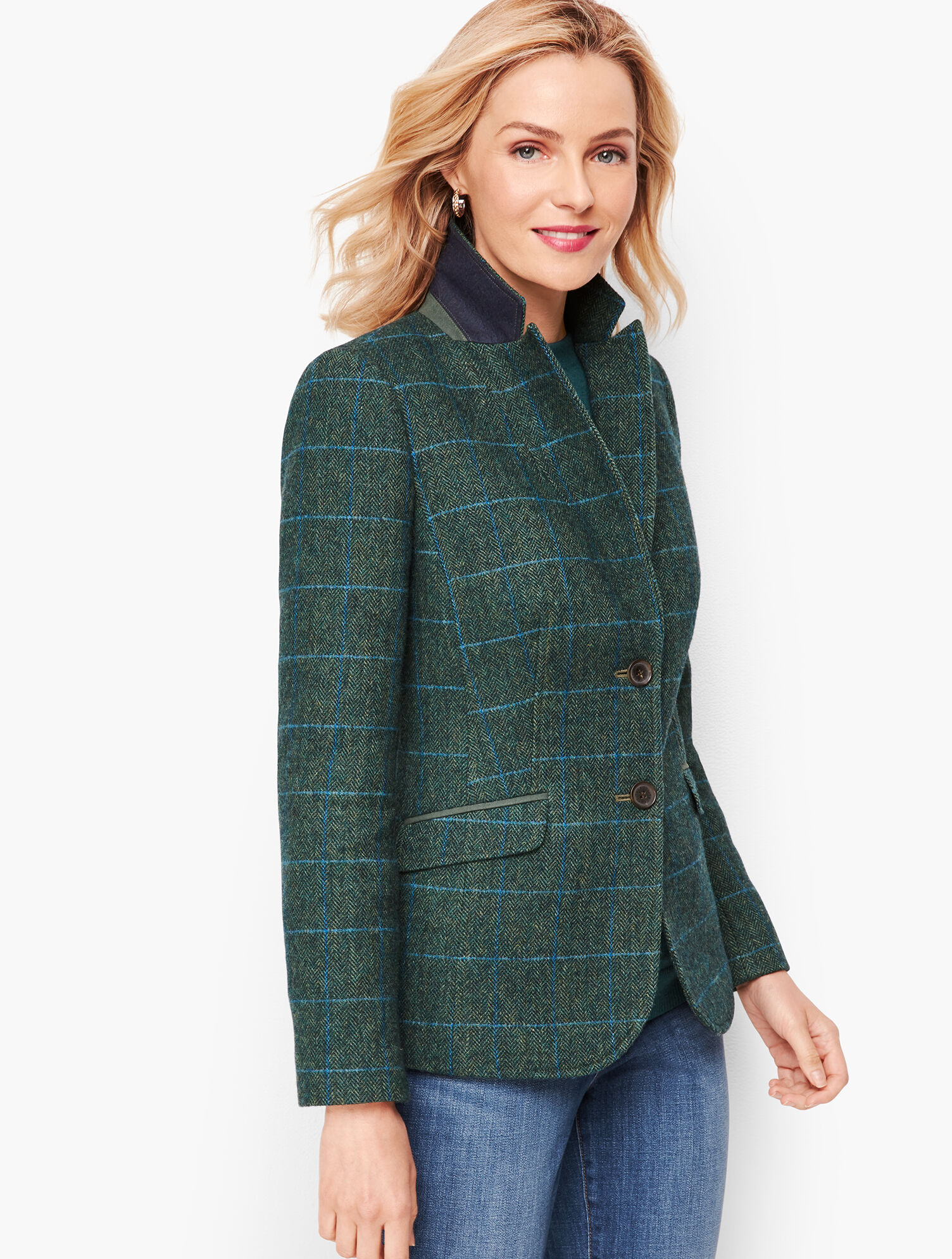 Shetland Wool Blazer - Oversize Check | Talbots