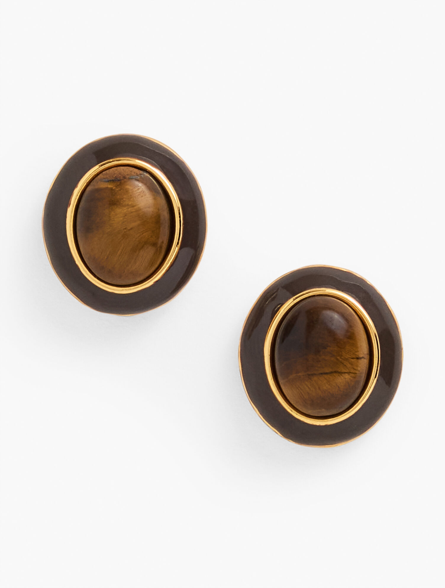 Delicate Tiger&rsquo;s Eye Stud Earrings