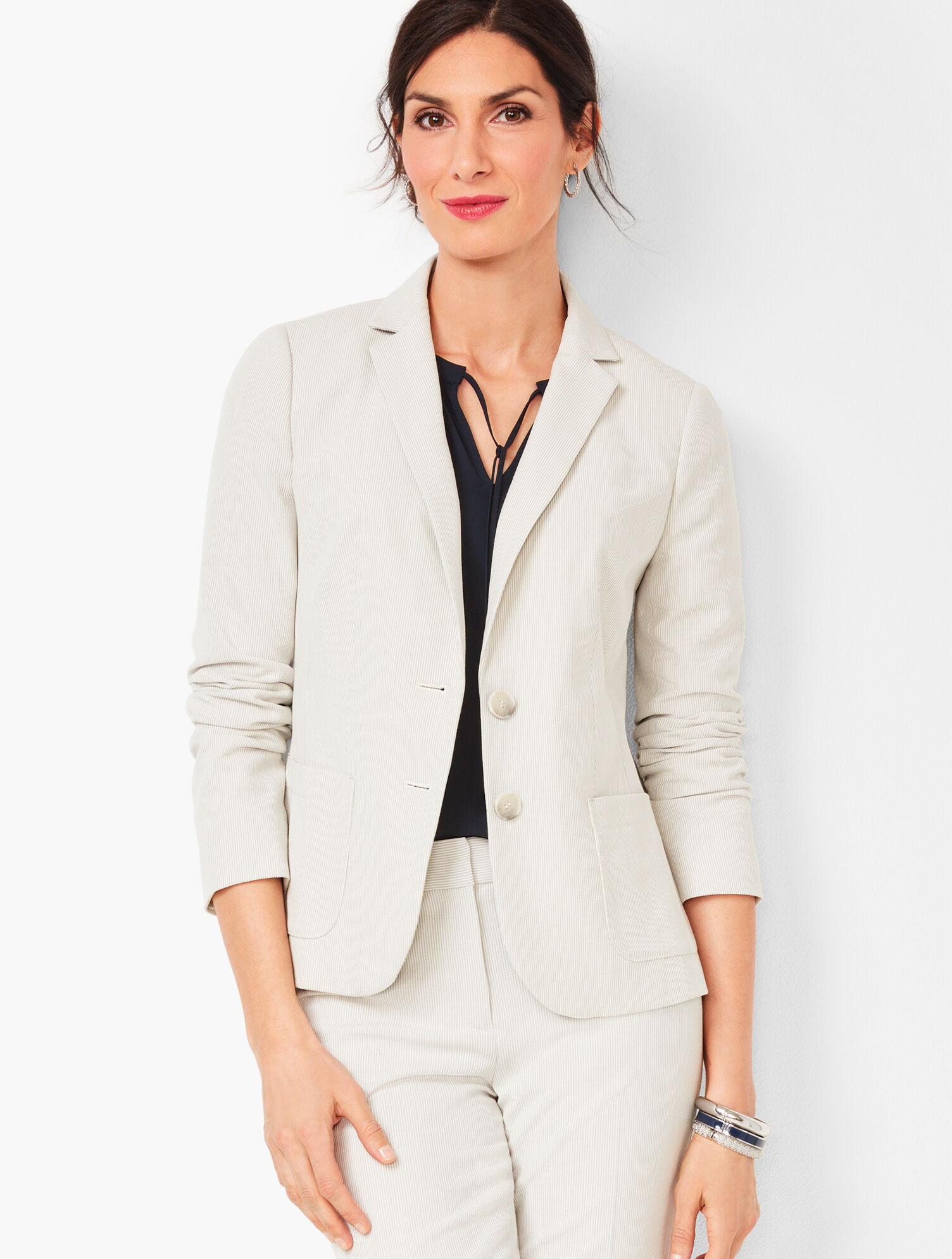Corded-Stripe Two-Button Blazer