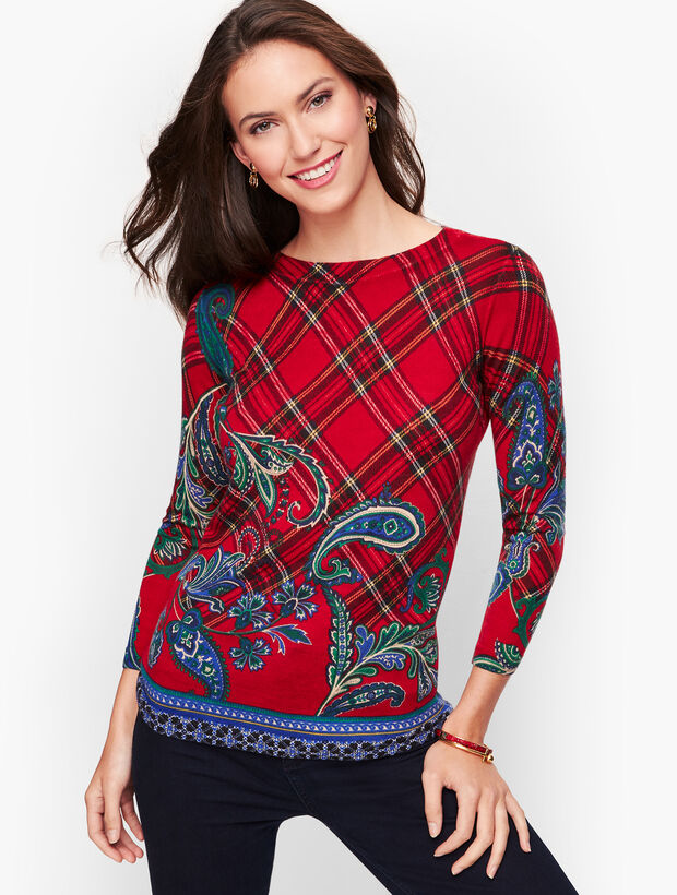 Paisley &amp; Plaid Merino Sweater