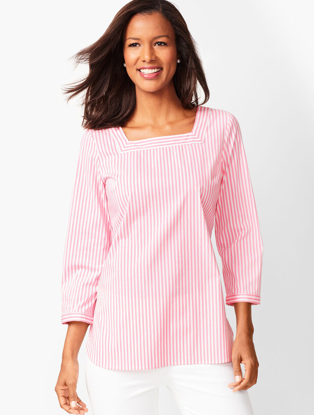 Square-Neck Poplin Tunic - Stripe