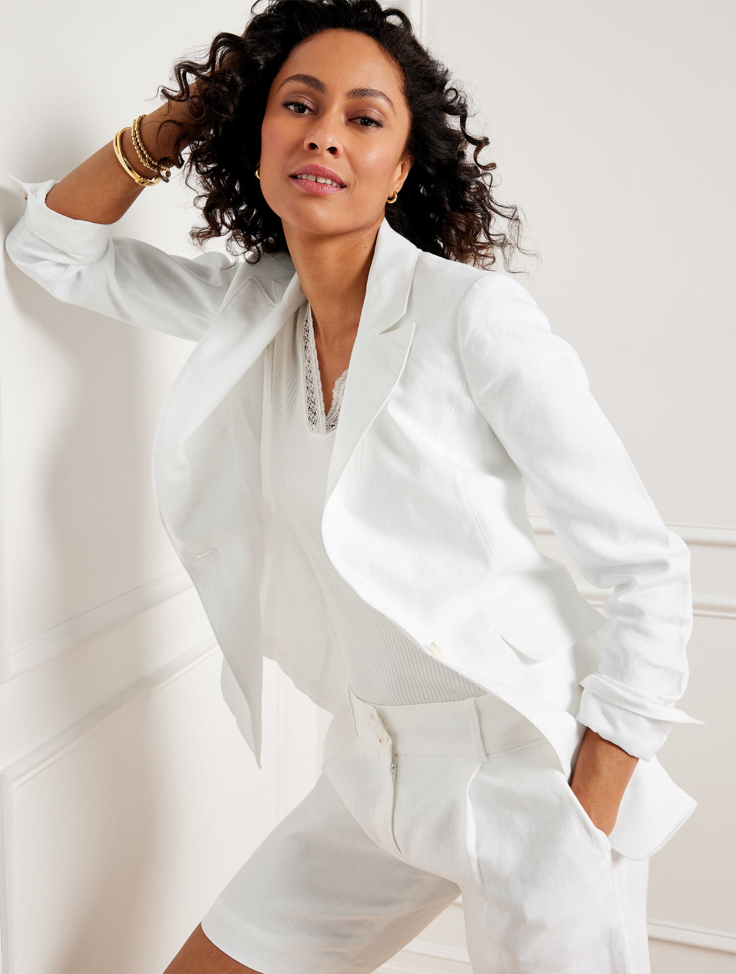 Classic Linen Blazer - White | Talbots