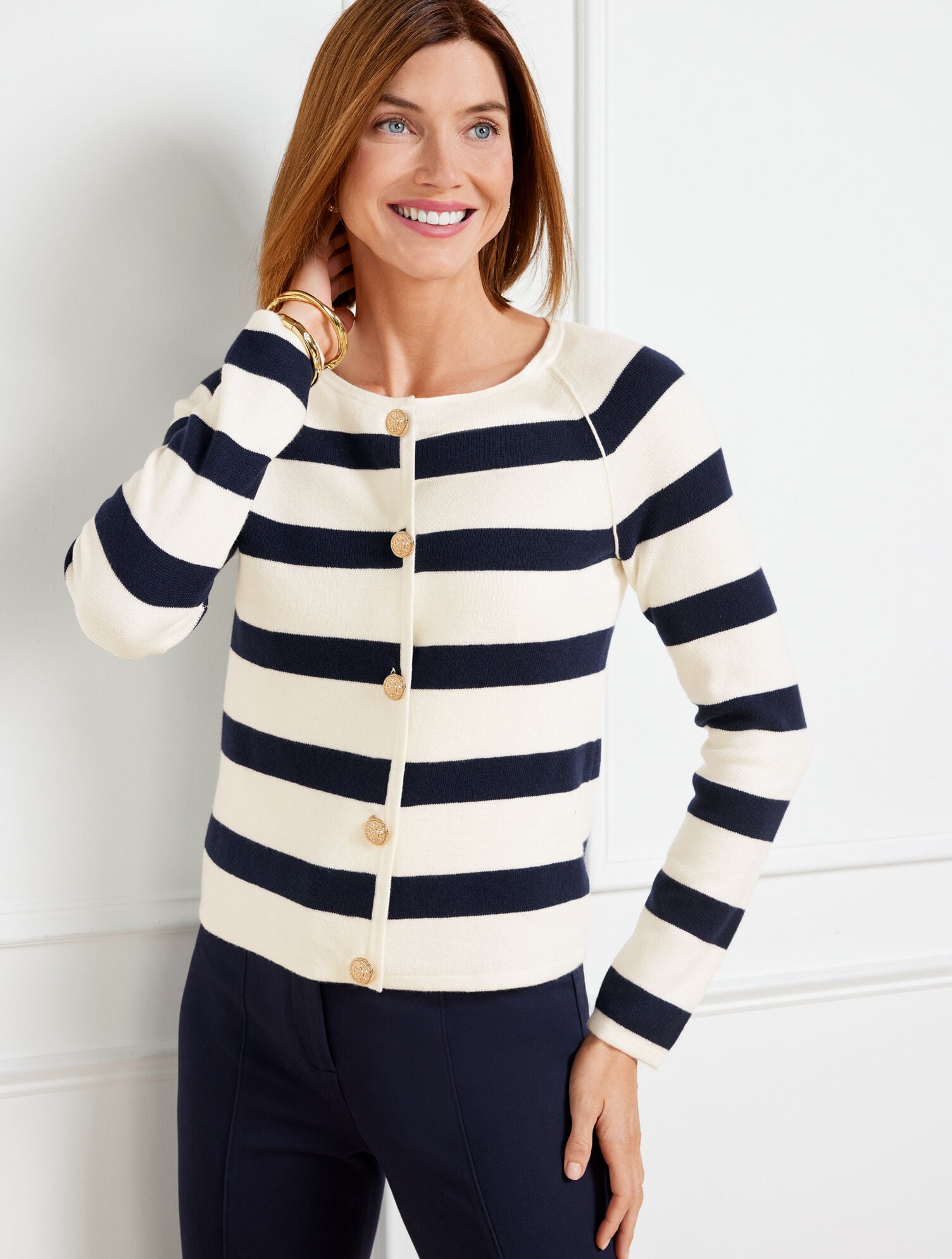 Cardigan Talbots Rayé Noir Et Blanc - Taille S - Légèrement Utilisé - Très Bon état